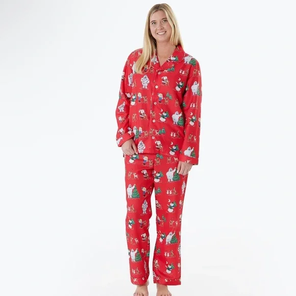 Pottery Barn Rudolph Adult Size SMALL Flannel Pajama Set - Picture 2 of 5